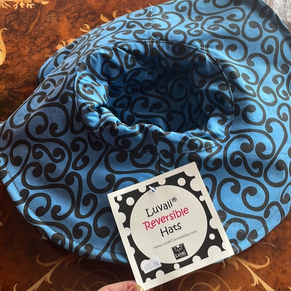 Lot of two SUN HATS reversible & adjustable striped polka dot wired DELUX floppy - Picture 3 of 8